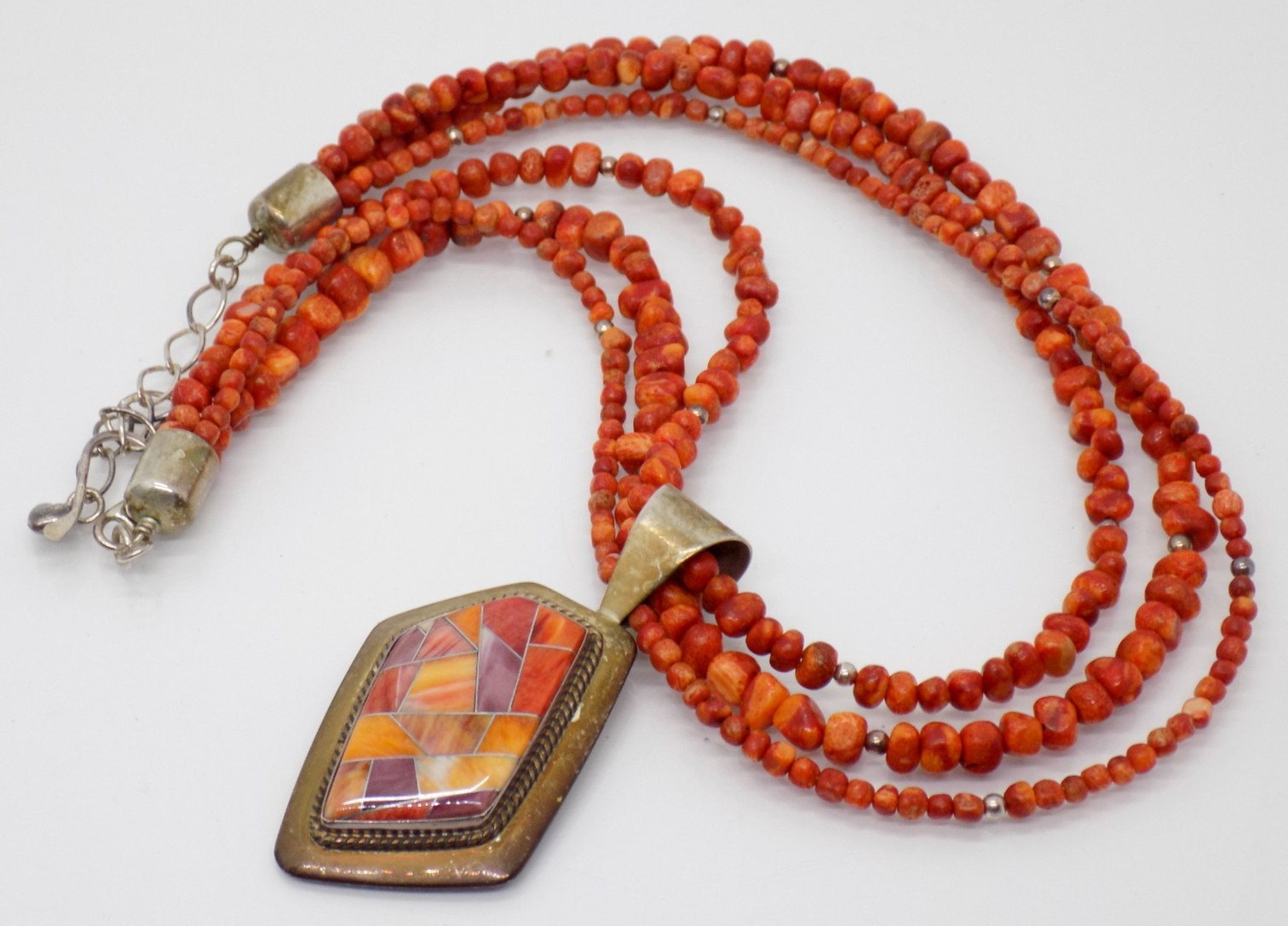 DTR Desert Rose Trading Mine Finds By Jay King Sterling Spiny Oyster Necklace