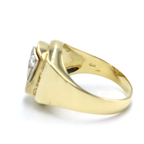 Vintage Men’s Ring Natural Diamond 0.27 Ct VVS2-G In 18K Solid Gold