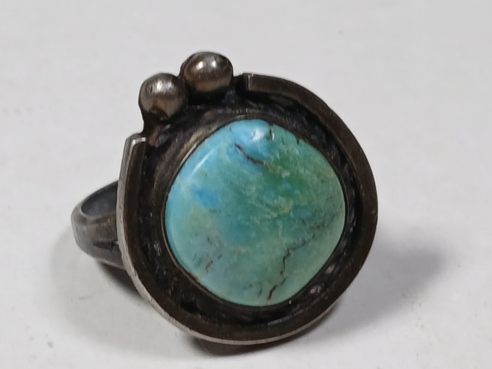 Native American S. Silver Turquoise Ring Vintage Jewelry 9 Grams Size 11.75