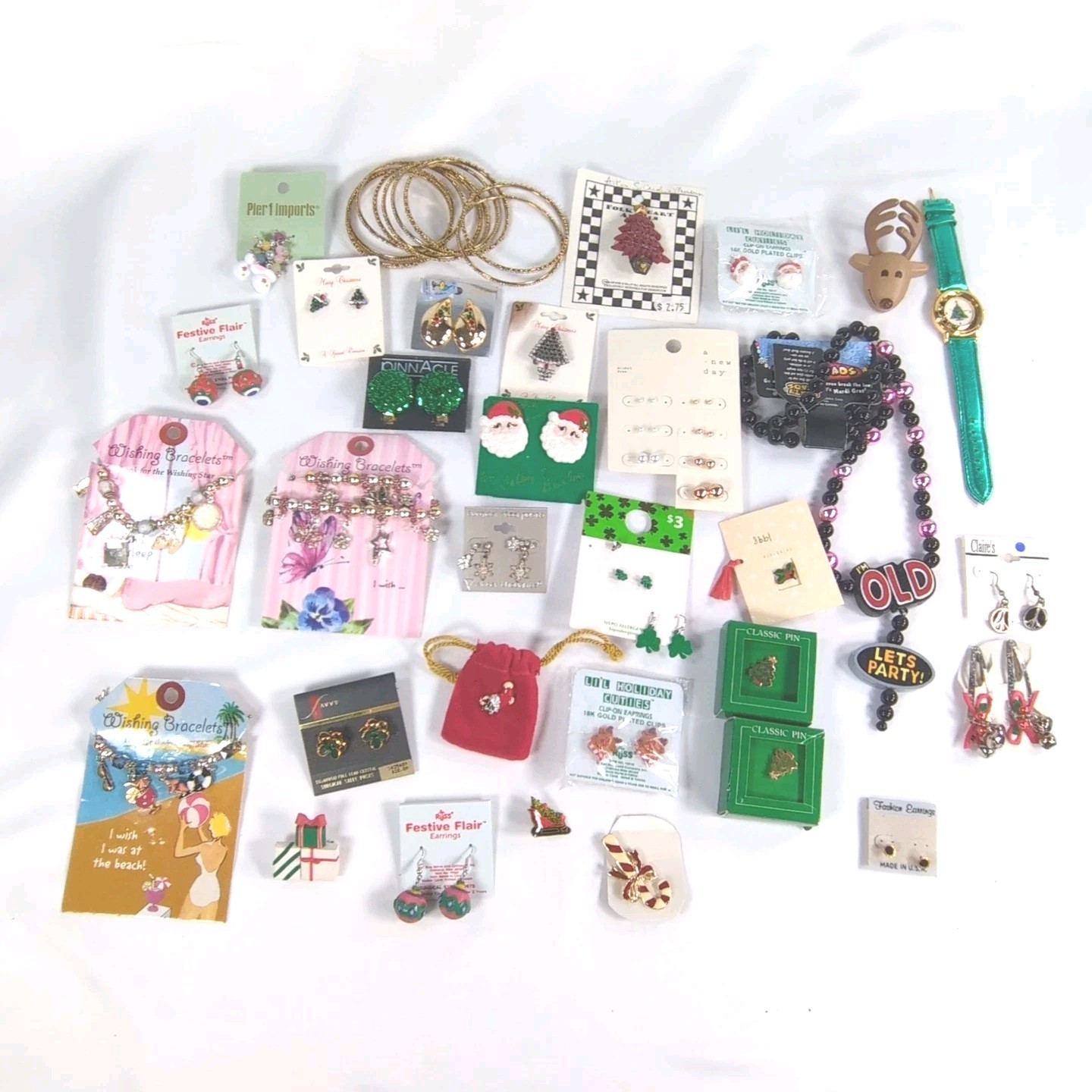 Lot Of 32 Vintage to Modern Christmas And Fun Costume Jewelry Collection