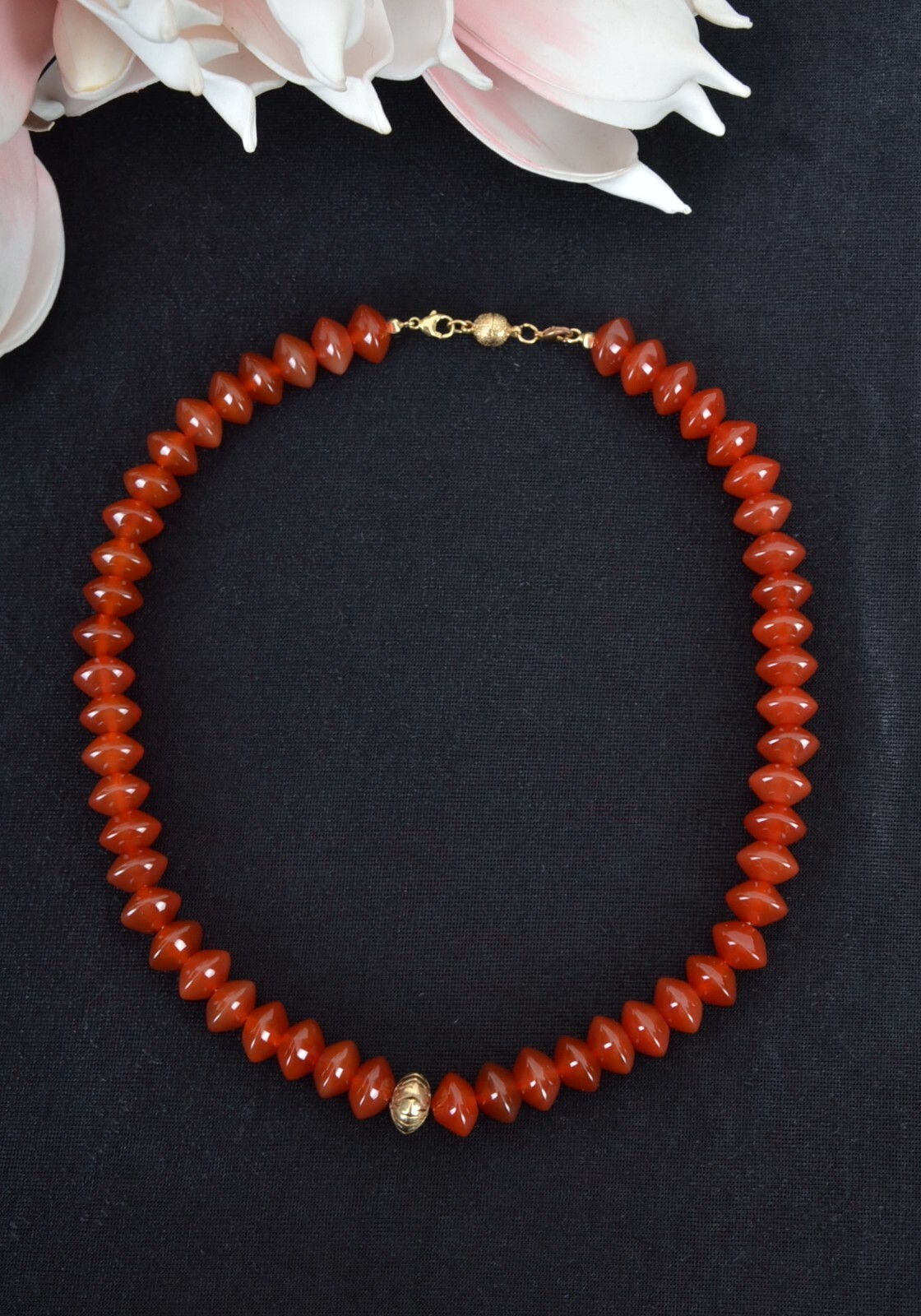 Real Pearl Necklace Agate Beads Terracotta 123g 52cm Long Gemstone Jewellery