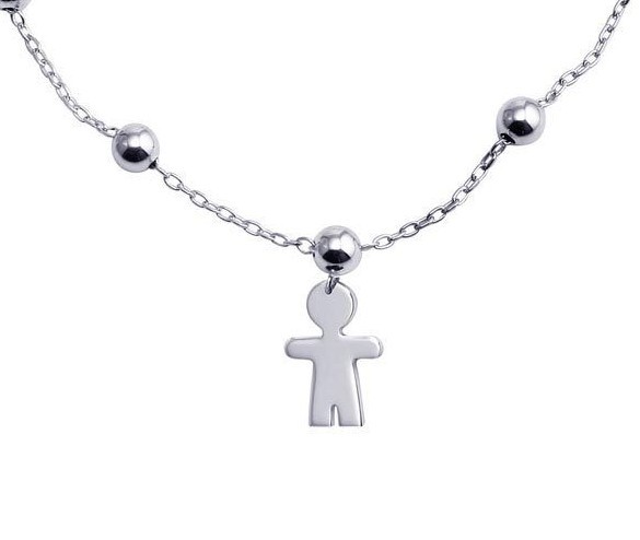 BOY CHARM LARIAT BRACELET / 925 STERLING SILVER / ADJUSTABLE STRAND 9”
