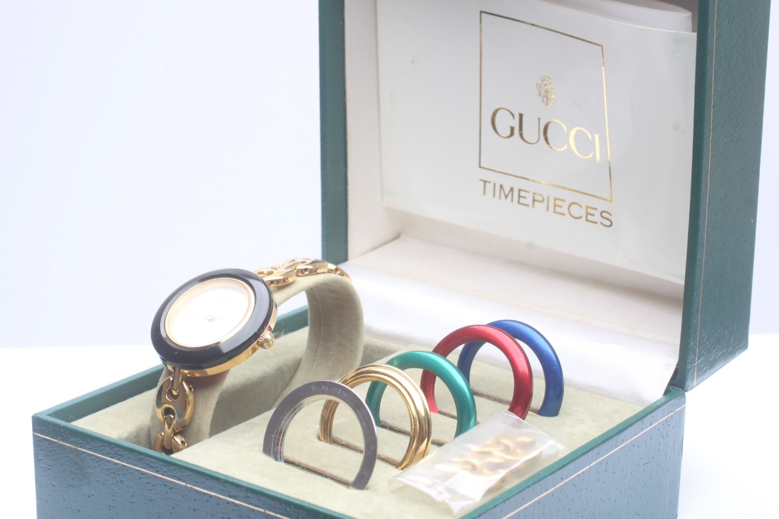 Vintage [EXC+6 w/Box] Gucci Change Bezel 11/12.2 6 Colors Quartz Ladies Watc