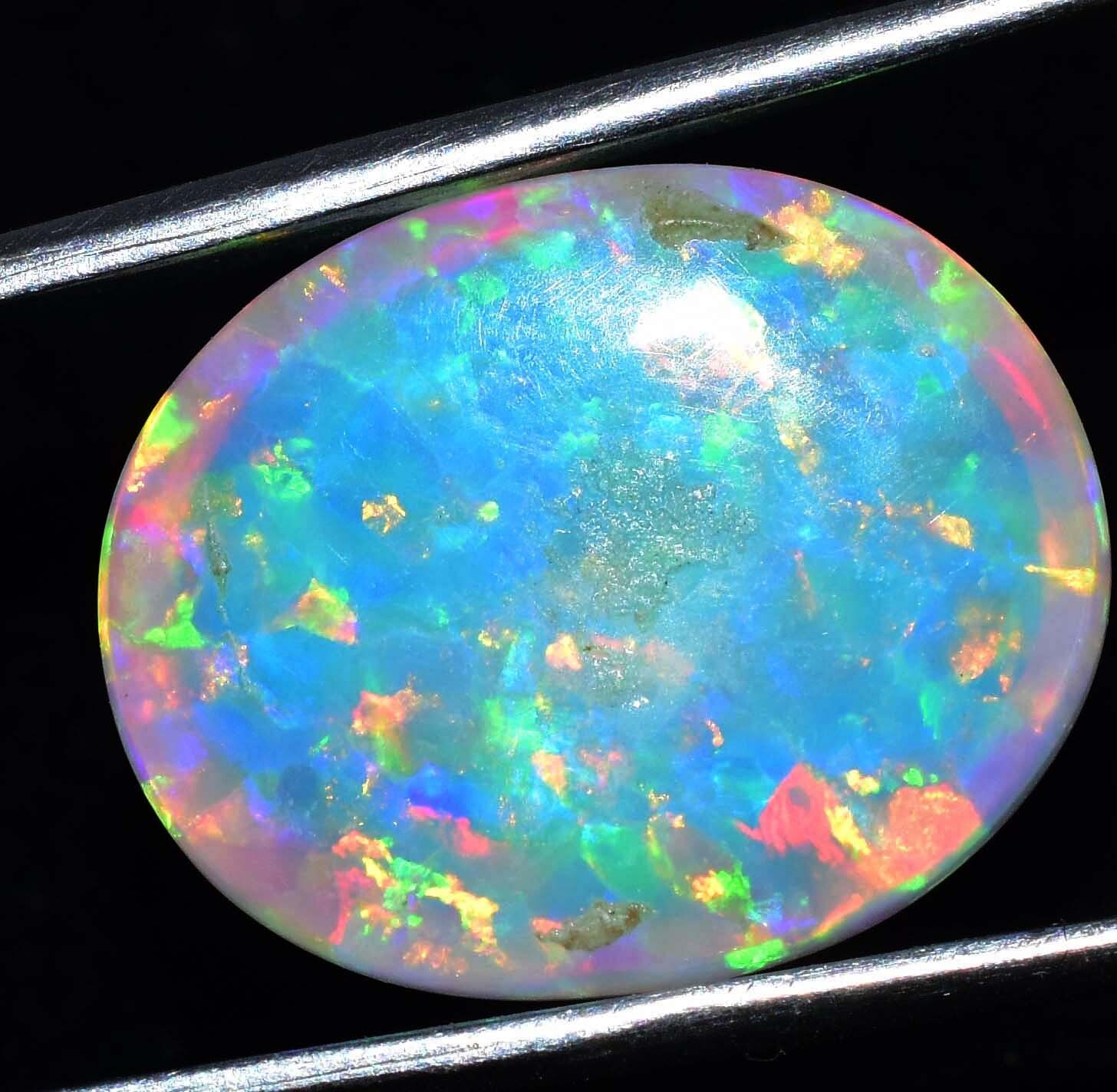 Natural Ethiopian Fire Opal 6.65 CT Certified Play Of Color 15 X 11 MM Gemstone