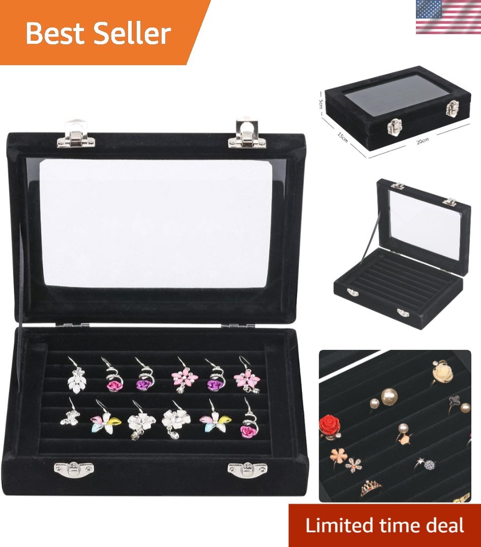 Stylish Black Velvet Jewelry Display Box with 2 Safety Clasps – Gift Ready