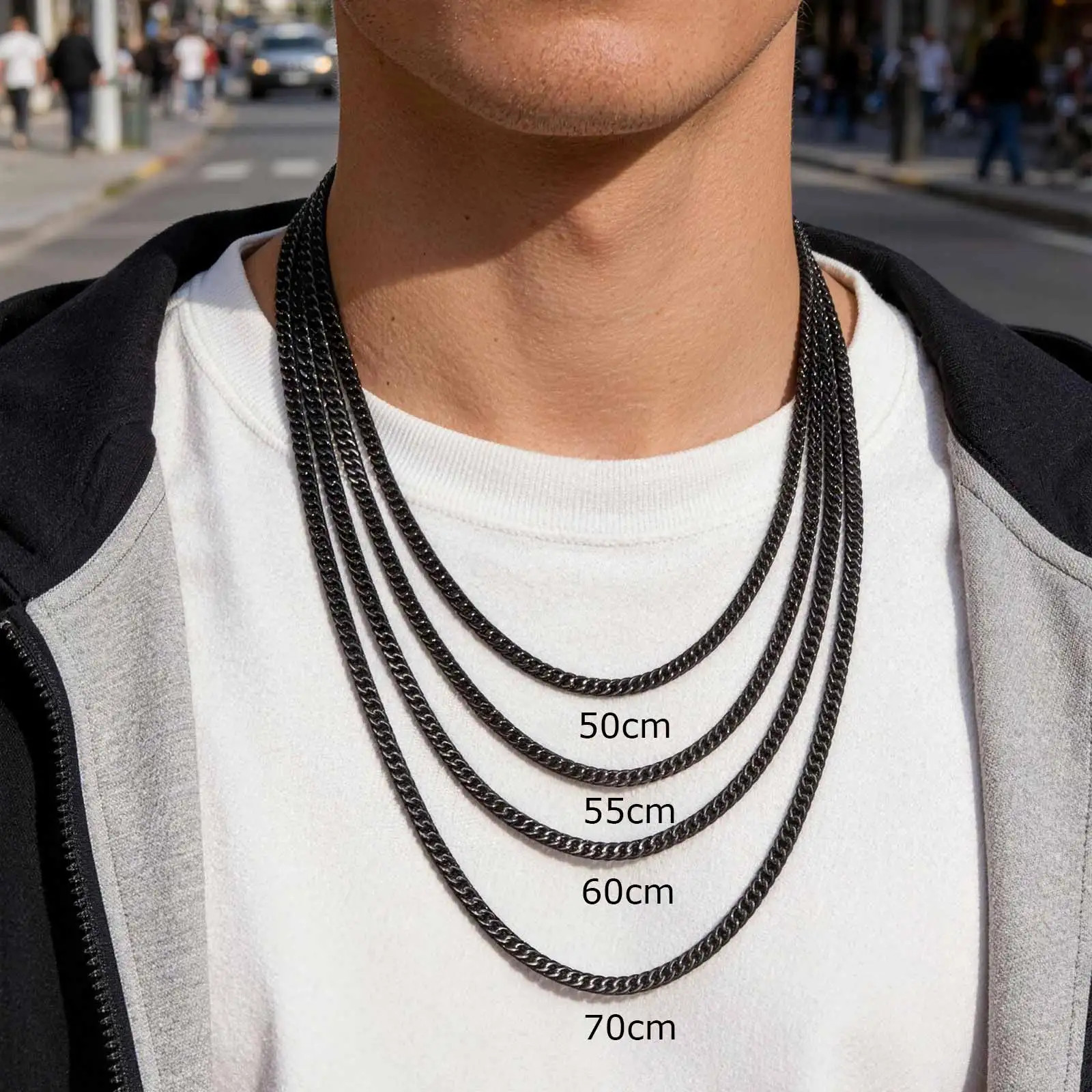 Punk Classic 3/5/7/9mm Width Cuban Chain Stainless Steel Necklace for Men Male H