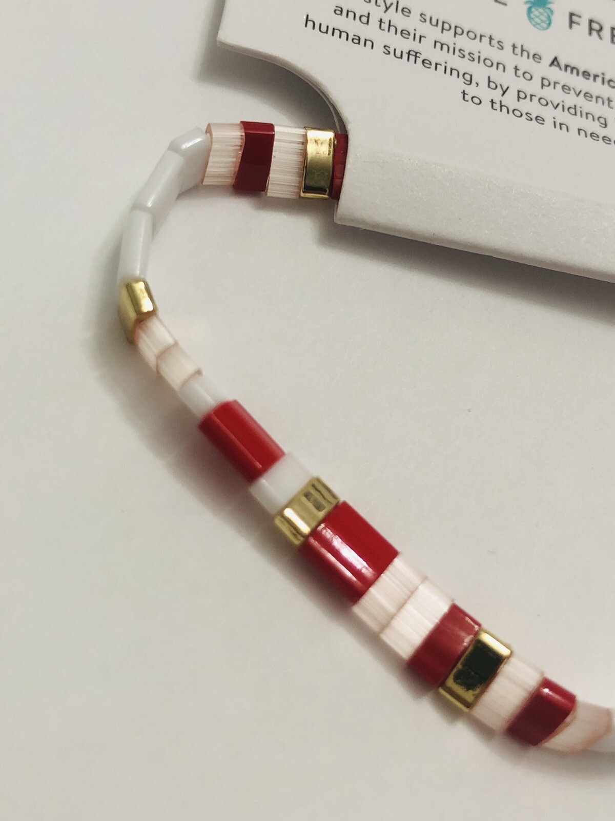Pura Vida Cuteness Tile Glass / Brass Base With Gold Plating Polyester Bracelet