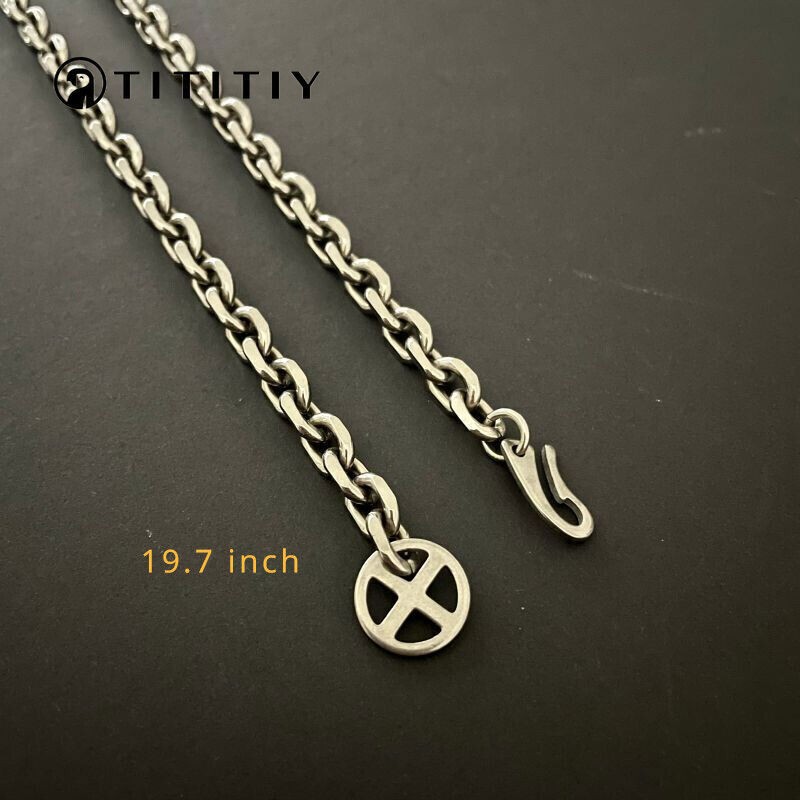 7mm TA1 Pure Titanium Batch Angle Chain Necklace Lightweight Anti Allergy 19.7″
