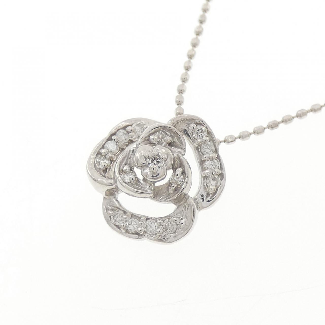 Authentic K18WG Rose Diamond Necklace 0.11CT #230-000-645-3960