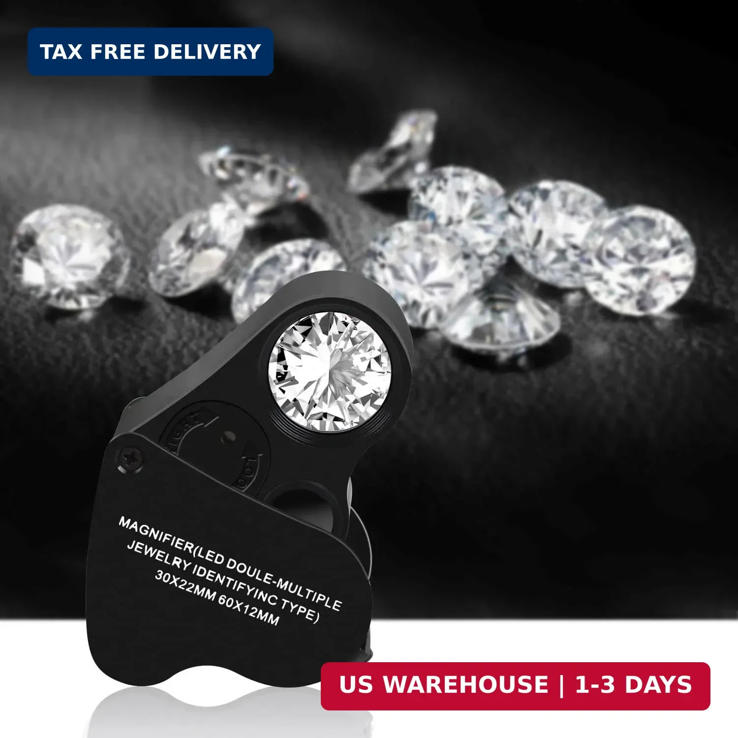 HMKIS Jewelers Loupe, 2 Pack Magnifying Glass with Light, 30X 60X 90X Jewelers L