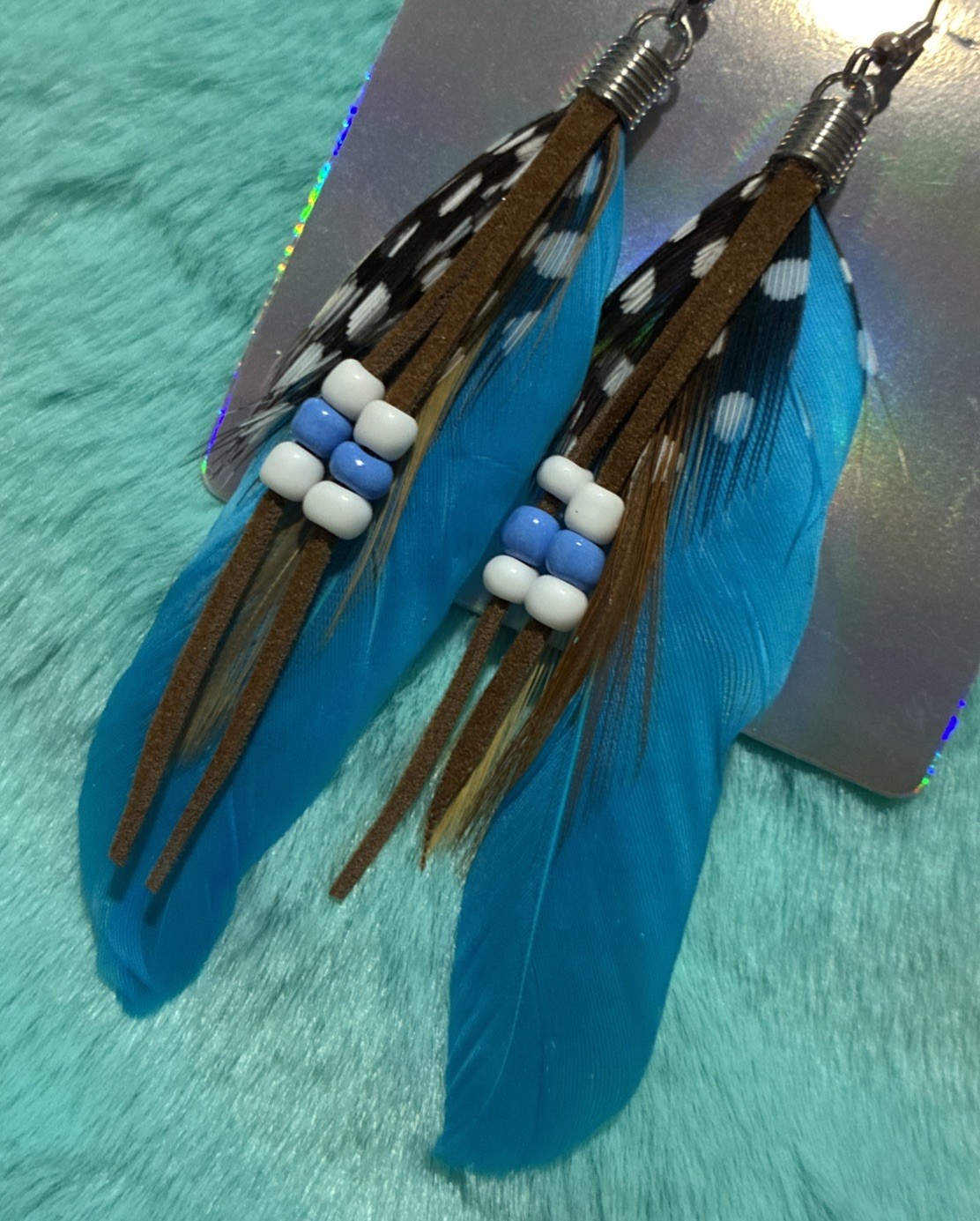 Blue Feather Fashion Earrings. Lightweight. Cute. Casual. Business. Daily.