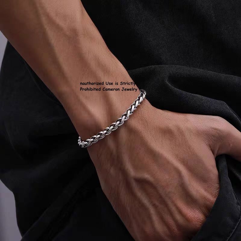 Pure S925 Sterling Silver Chain Unisex 5mm Cross Wheat Link Bracelet 7.1-8.3inch