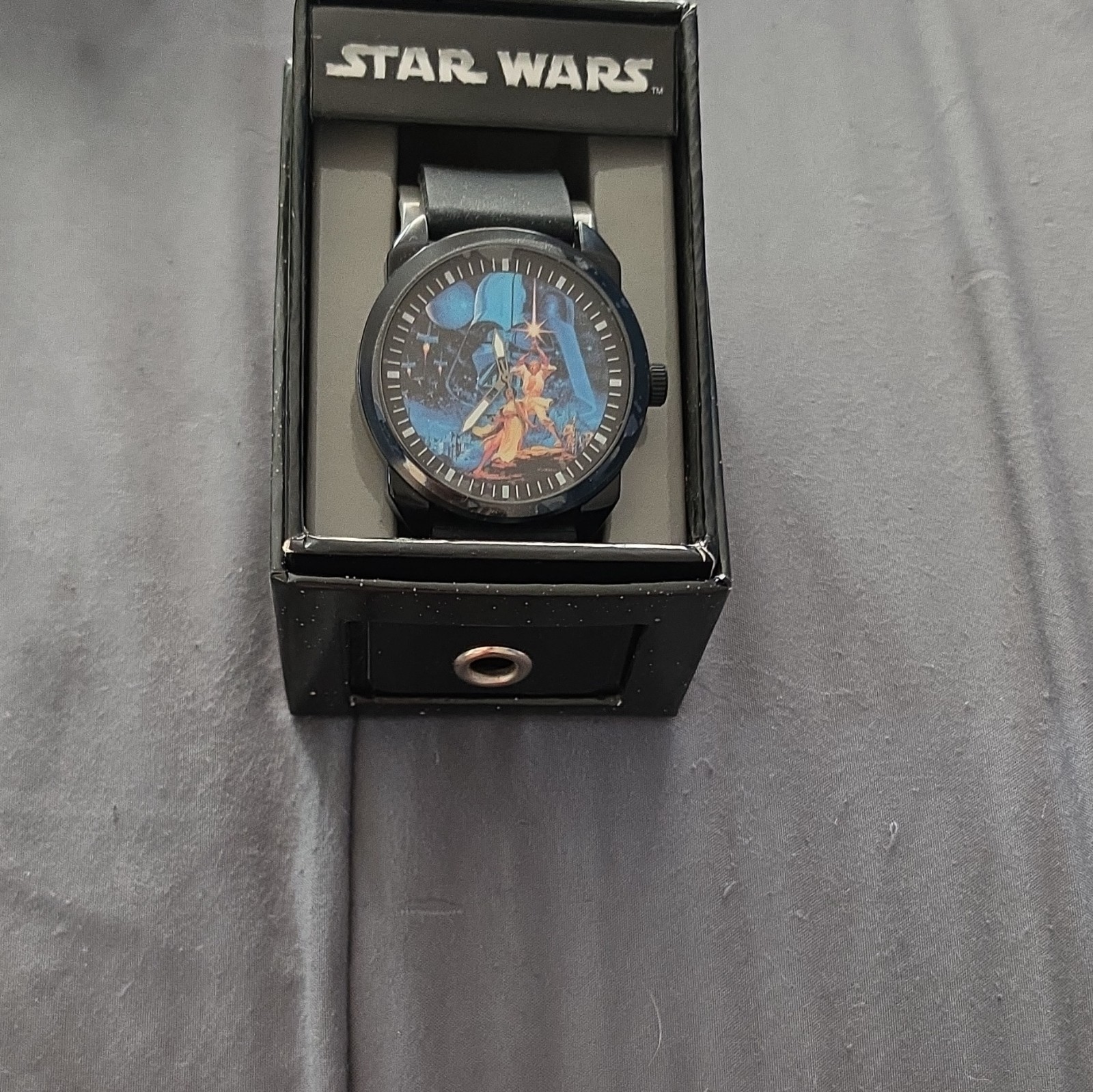 Accutime Star Wars Quartz Analog Watch Black Leather Strap w/ Original Box