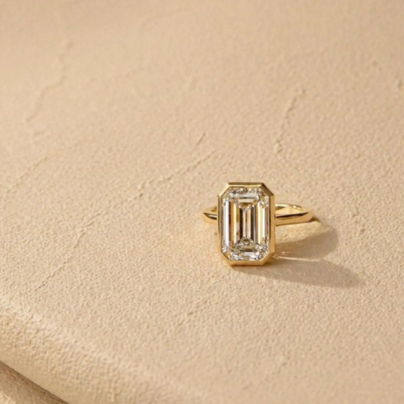 3 Carat Emerald Cut Lab Grown Diamond Engagement Ring | 14k Yellow Gold VVS VS