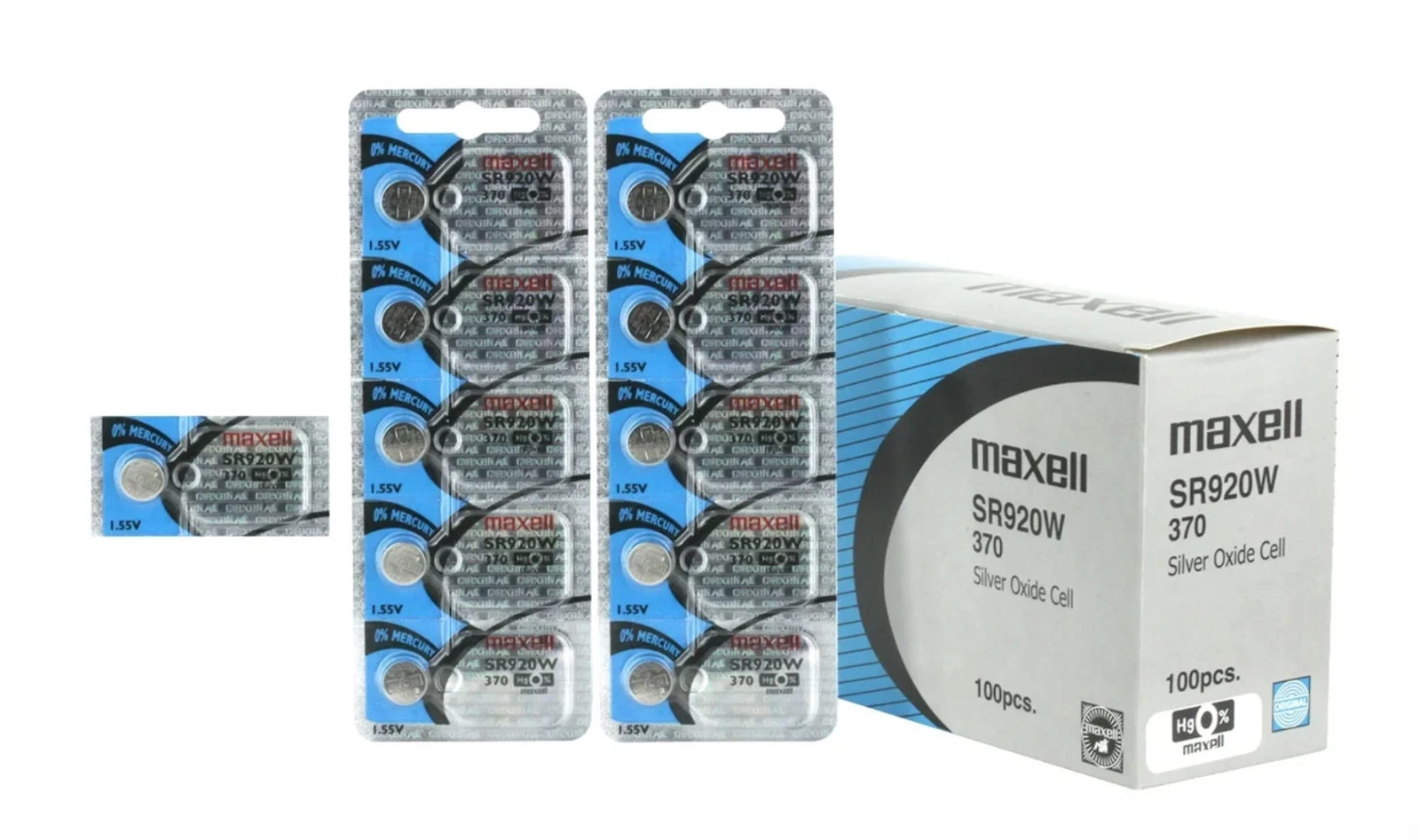 Maxell 370 (SR920W) 1.55V Silver Oxide Watch Batteries – Pack of 100 Batteries