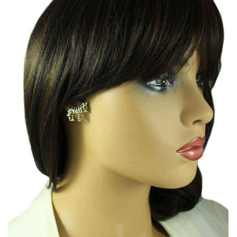 Black and White Enamel Zebra Pierced Earring – PRA819E