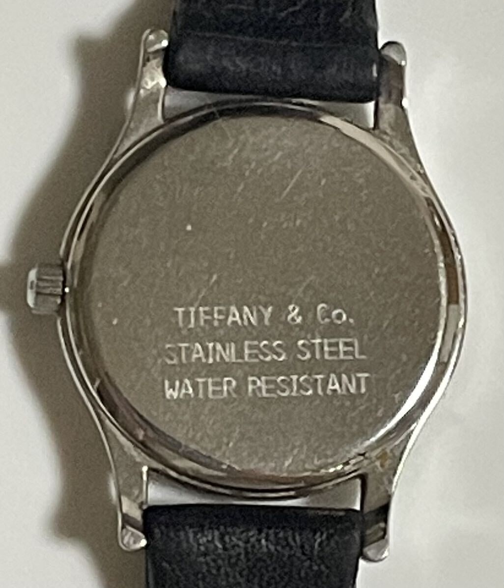 Tiffany & Co. Classic Round Watch Roman Numeral/Date Black Strap W/W02