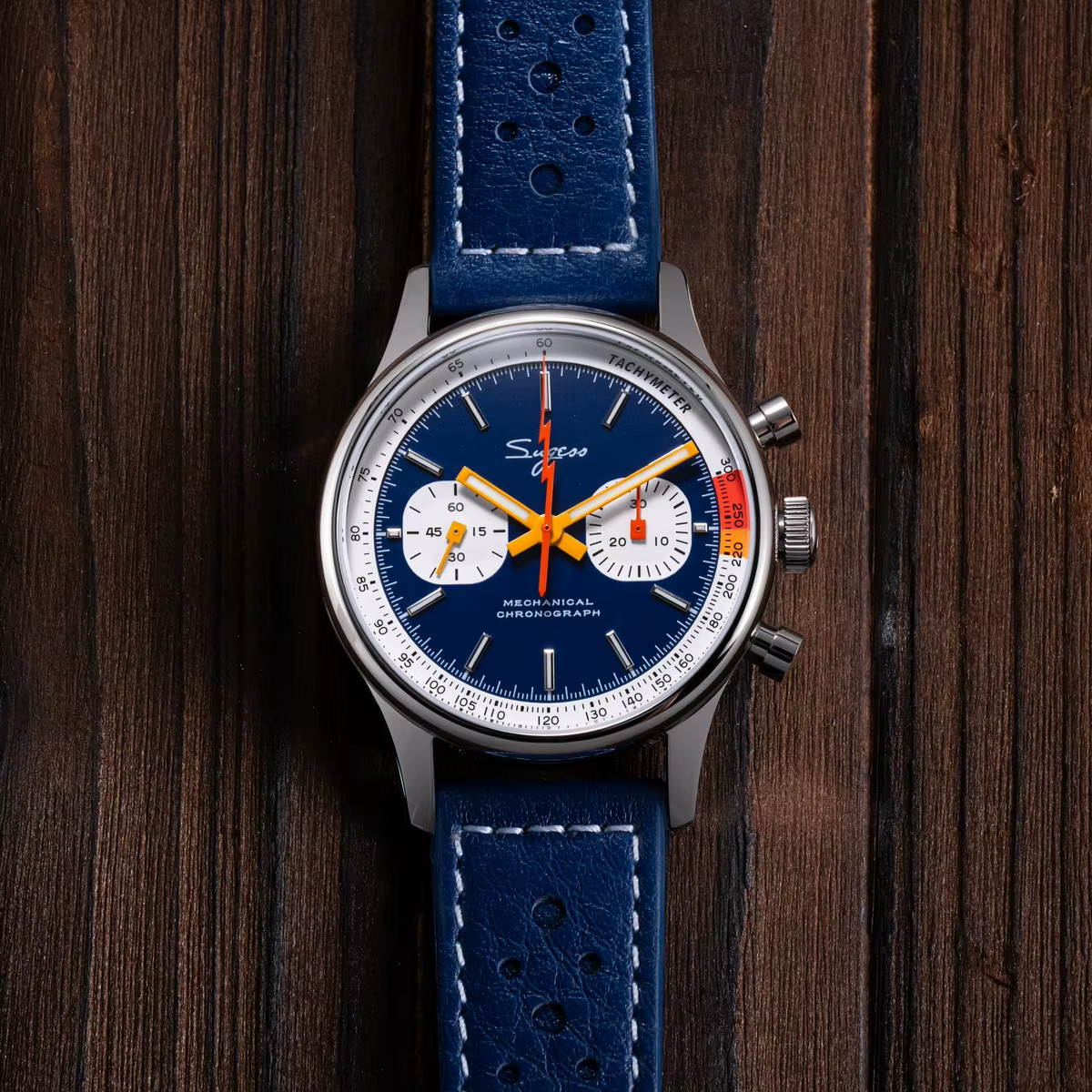 Sugess Chrono Heritage Blue Panda S387.03.J 40mm Mechanical Chronograph Watch