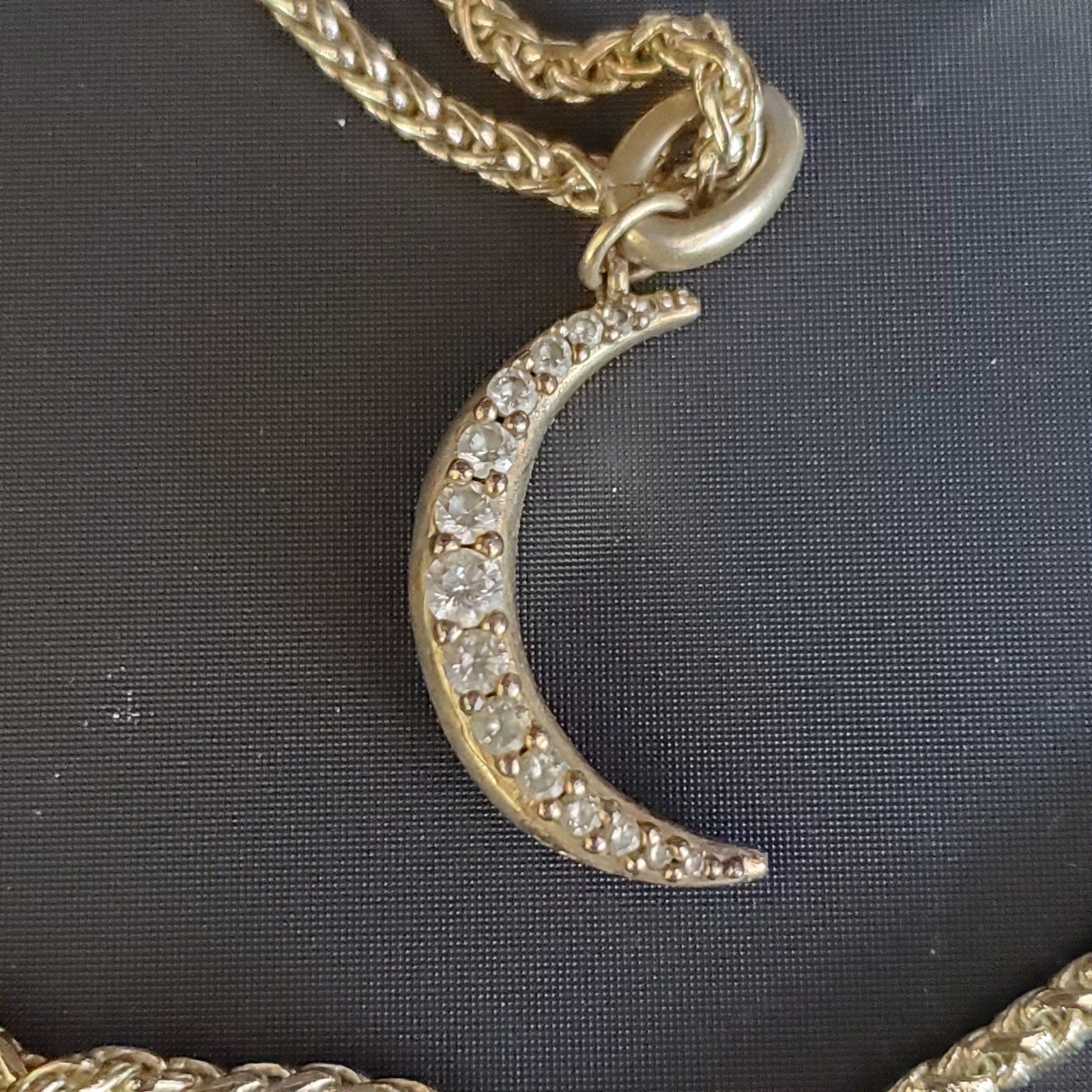 Kendra Scott Gold Tone Pave Crescent Moon Pendant Necklace Celestial Astrology