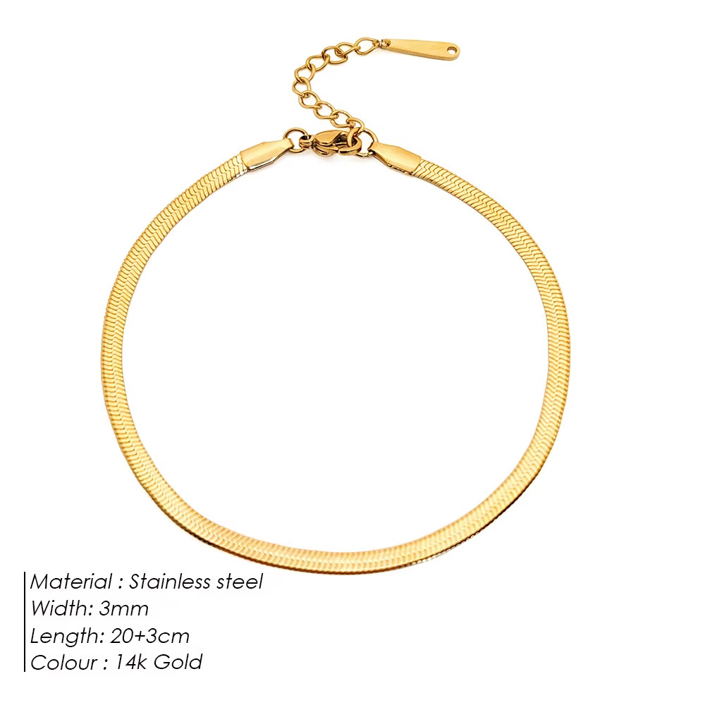 Emanco 4MM Snake Chain Anklet Womens/Girls Beach Chain Stainless Steel Anklet Gi