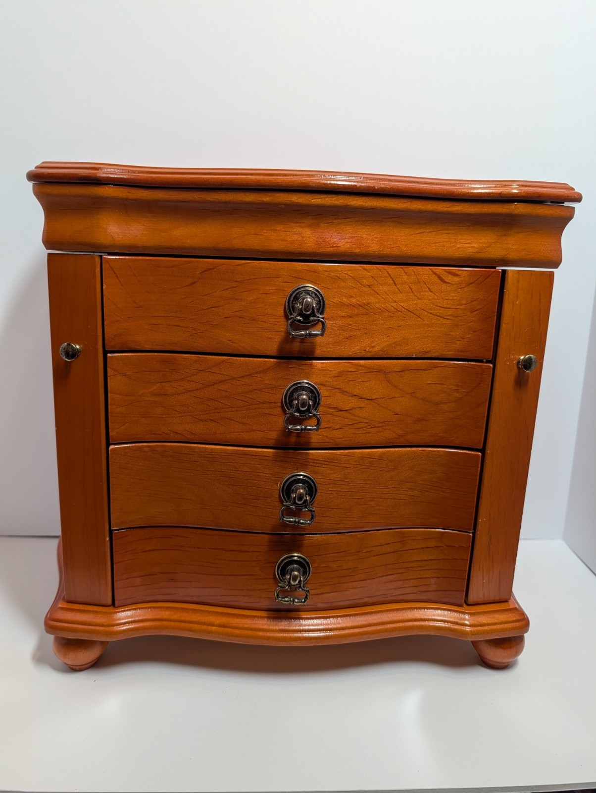 Vintage Solid Wood Jewelry Cabinet – Table Top Armoire 15.5”x13”x8.25” Nice!