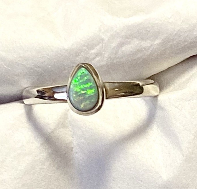Amazing Natural Australian Opal Ring 925 Sterling Silver Size 8🌹