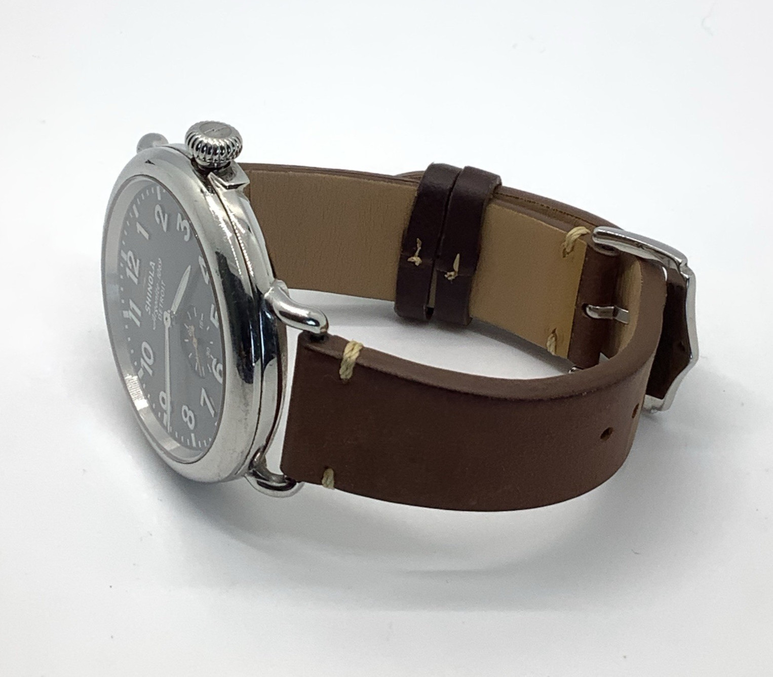 Shinola Argonite-1069 The Runwell Watch Brown Leather Band Not Ticking, As Is