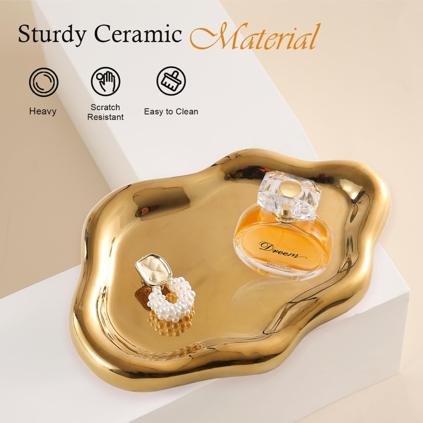 Ceramic Cloud Jewelry Tray – Decorative Trinket Dish, Ring Holder, Aesthetic Roo