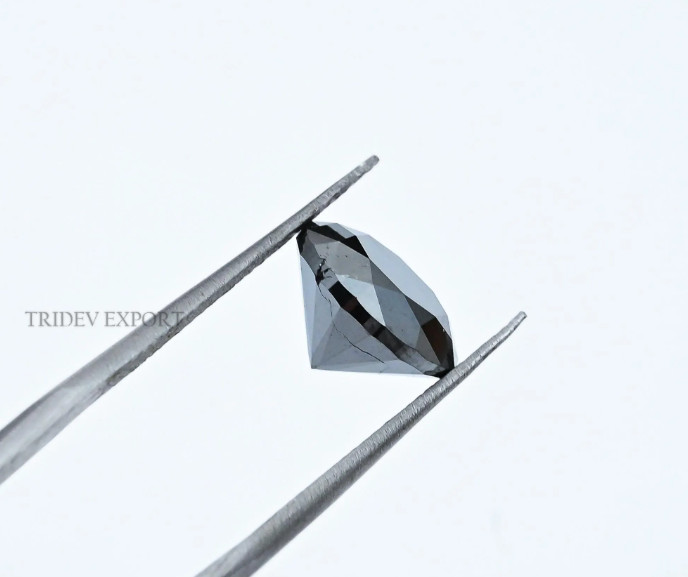 5.07CT (1pc) 11.0×6.8MM Natural black Brilliant cut Diamond, Round Diamond