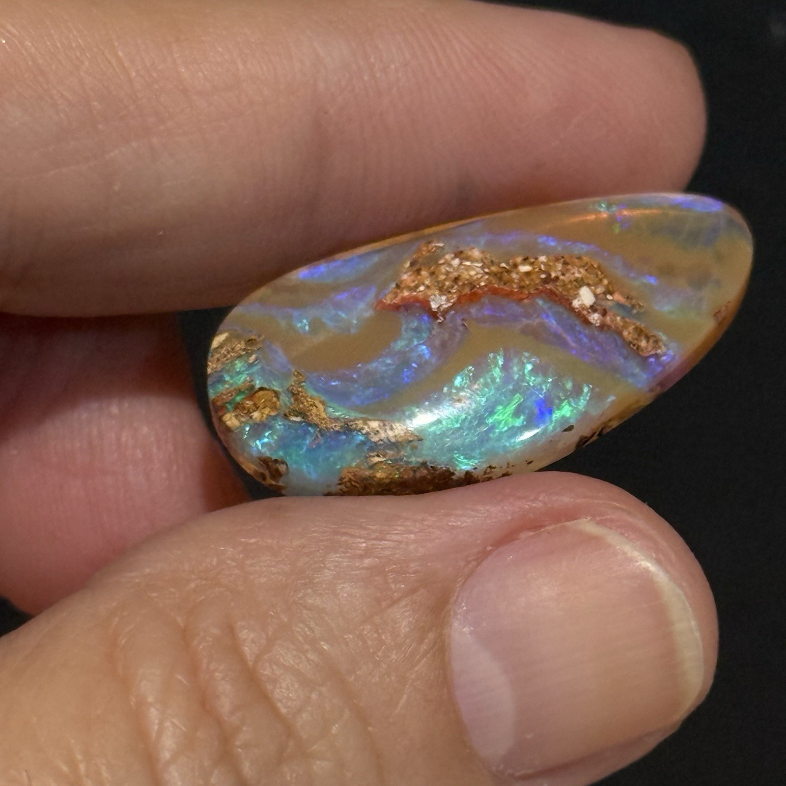 12.6ct 28.65×14.3×4.7mm Crystal Pipe Australian Boulder Opal Cabochon Gem
