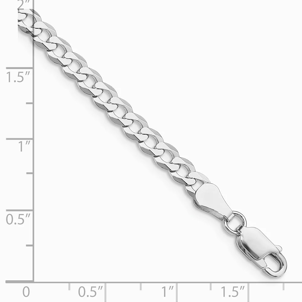 Sterling Silver Rhodium-Plated 4.7mm Flat Curb Chain Bracelet 7″-10″