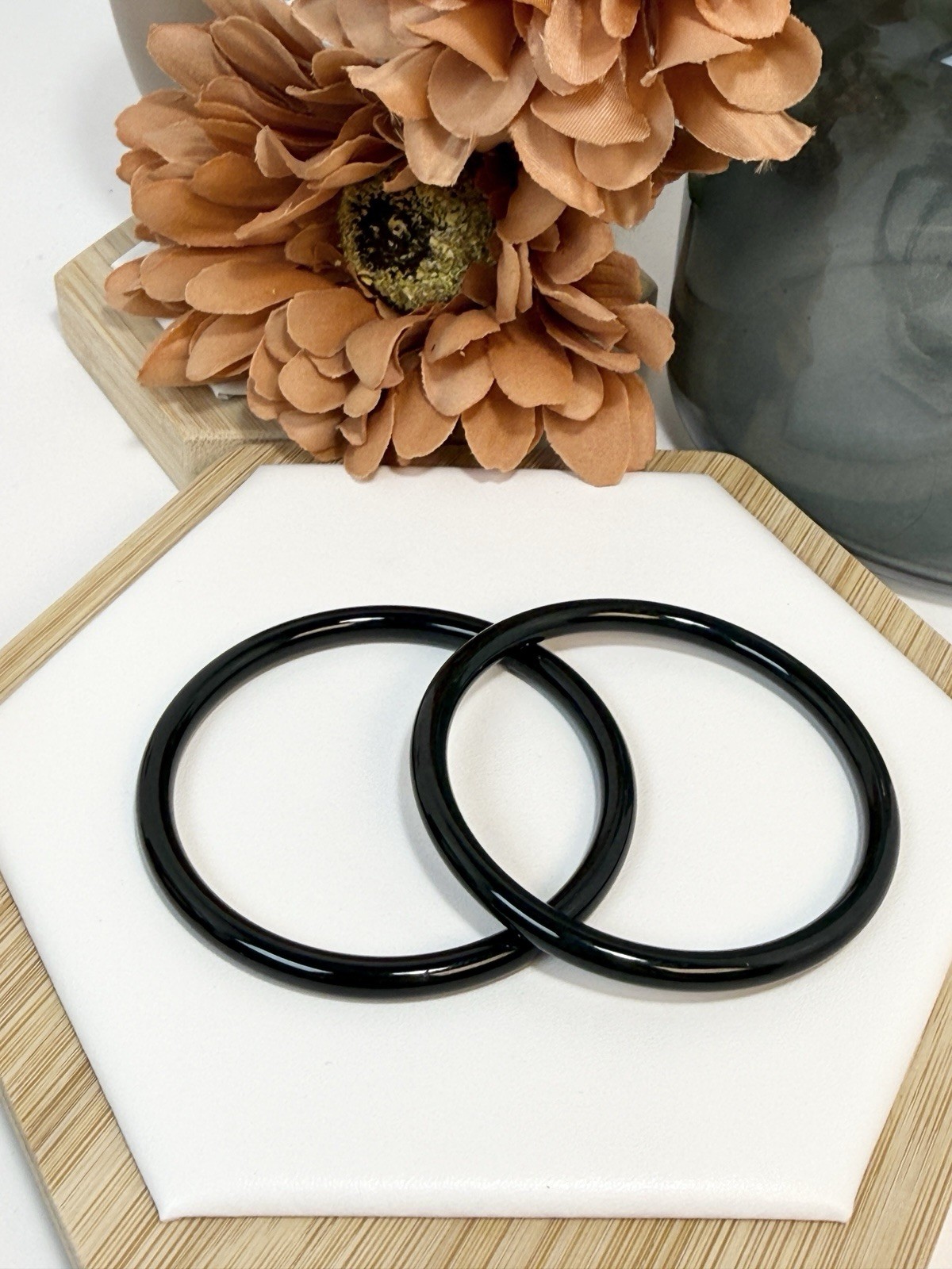 Hetian Jade Black Green Hard Bangle Set Size: 54.3-54.6MM Width: 5MM w/Cert