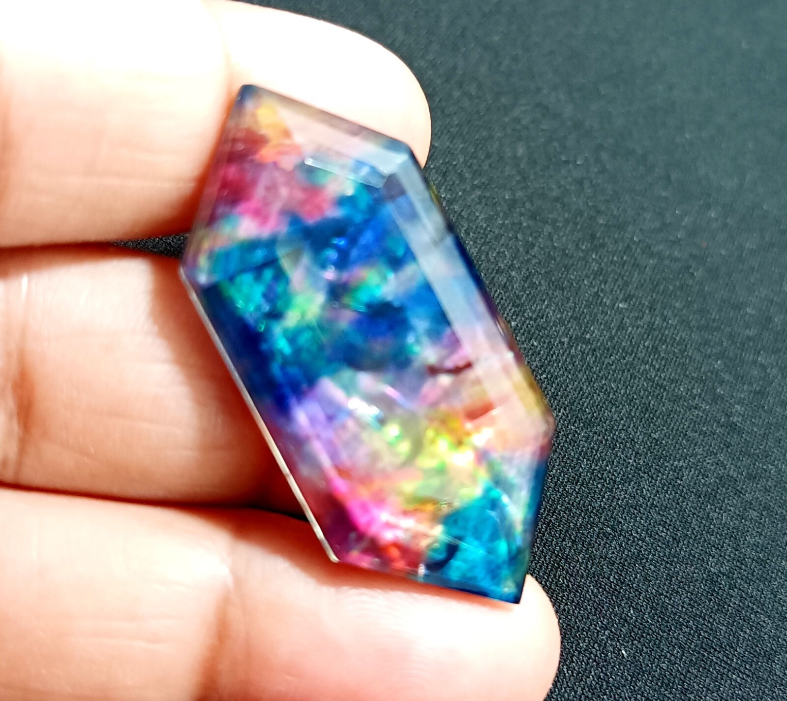 37.00 Ct Natural Ammolite Opal-Like Organic Doublet Loose EGL CERTIFIED GEMSTONE
