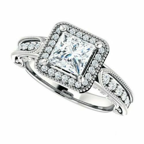 1.90Ct White Princess Cut CZ Engagement Wedding Ring In 925 Sterling Silver