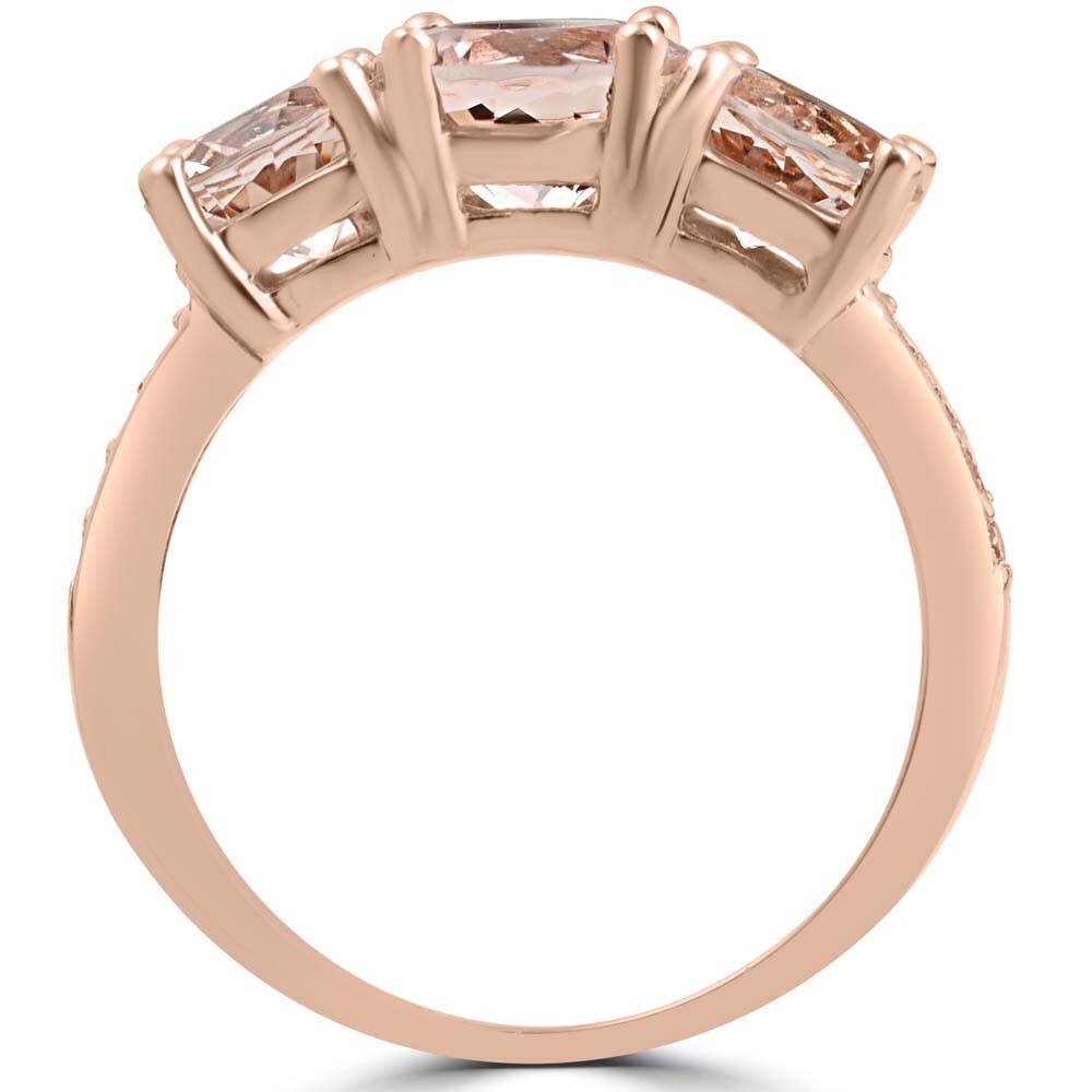 Ladies 1.20 ctw Lab Created Morganite 14K Rose Gold Over 3-Stone Engagement Ring