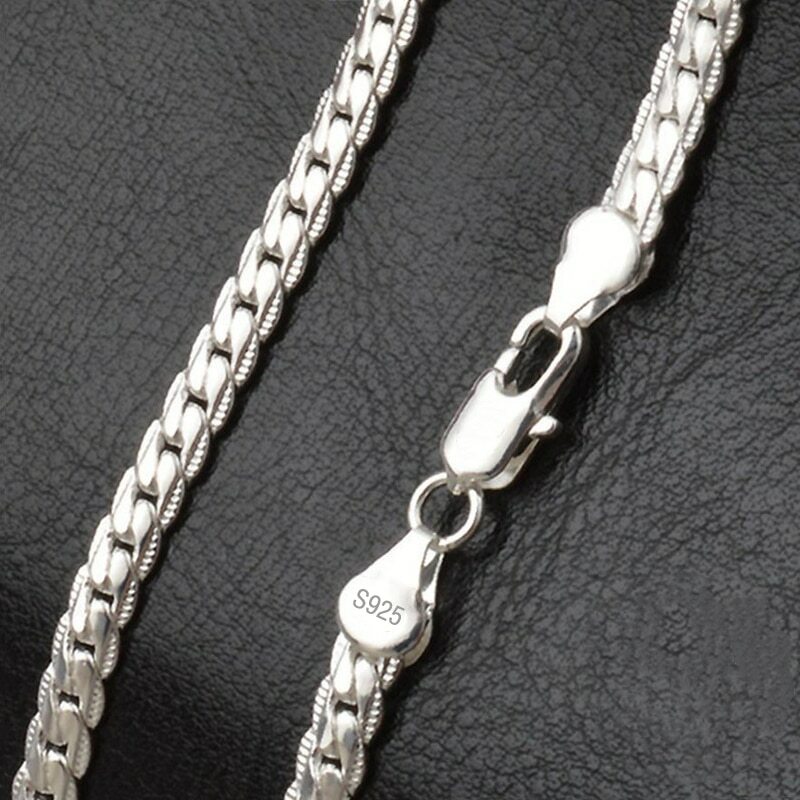 Conjunto De Collar Y Pulsera De Plata De Ley 925 Para Hombre Y Mujer Cadena Lujo