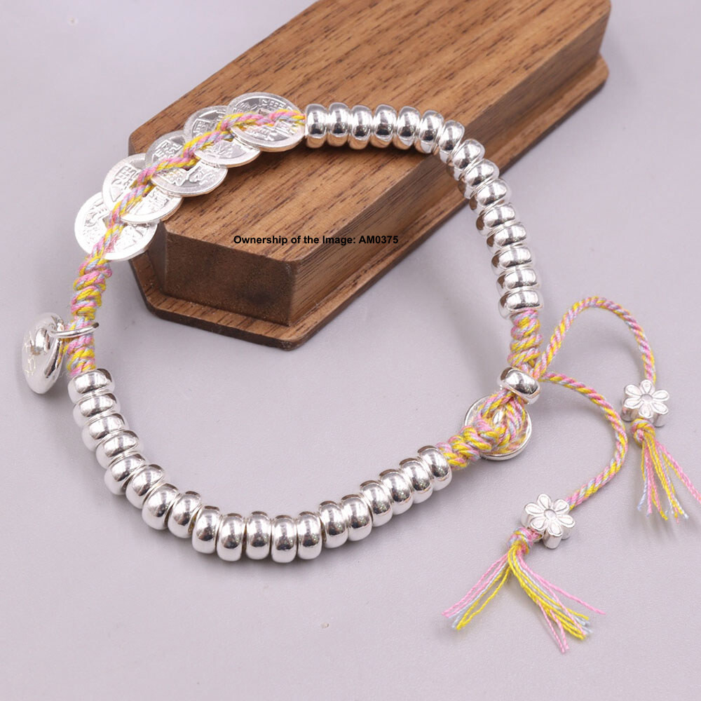 Pure 925 Sterling Silver Bracelet for Women 5.5mm Abacus Beads Adjustable