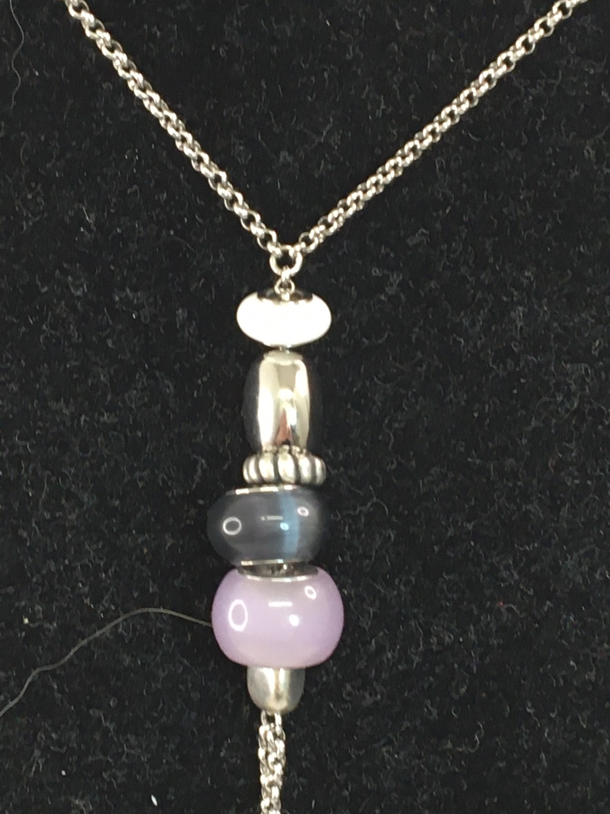 Fossil Necklace Women’s Stainless Steel Assorted Beads Dangle Necklace (H12)