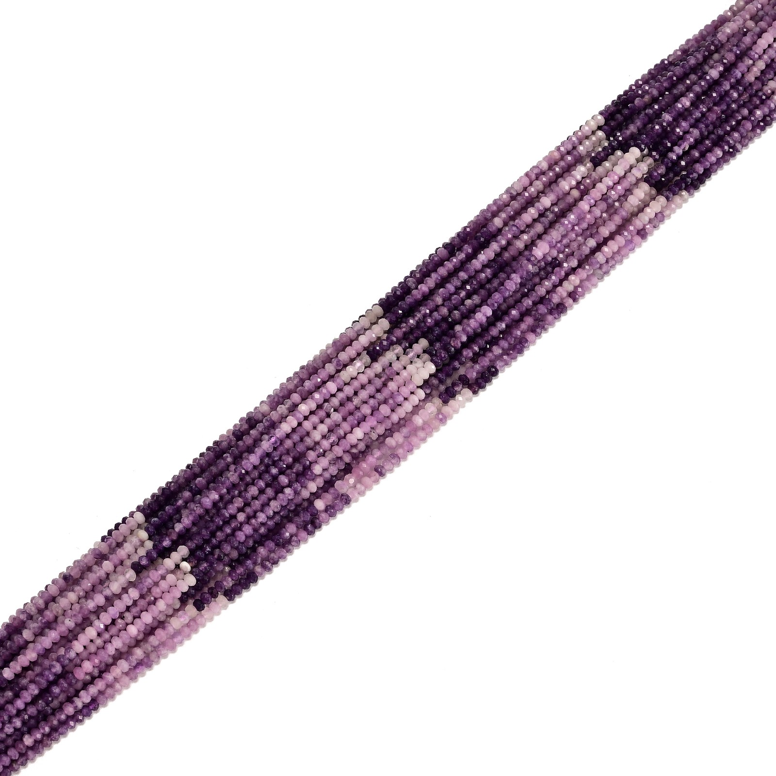 Natural Gradient Lepidolite Faceted Rondelle Beads Size 3x4mm 15.5″ Strand