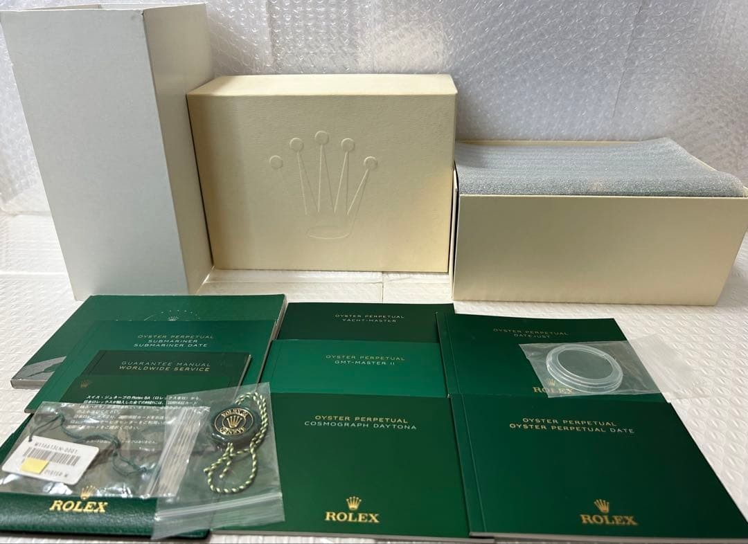 Rolex Watch Box Case Green Leather Wood Tag Booklet Bezel Cover 39139.01