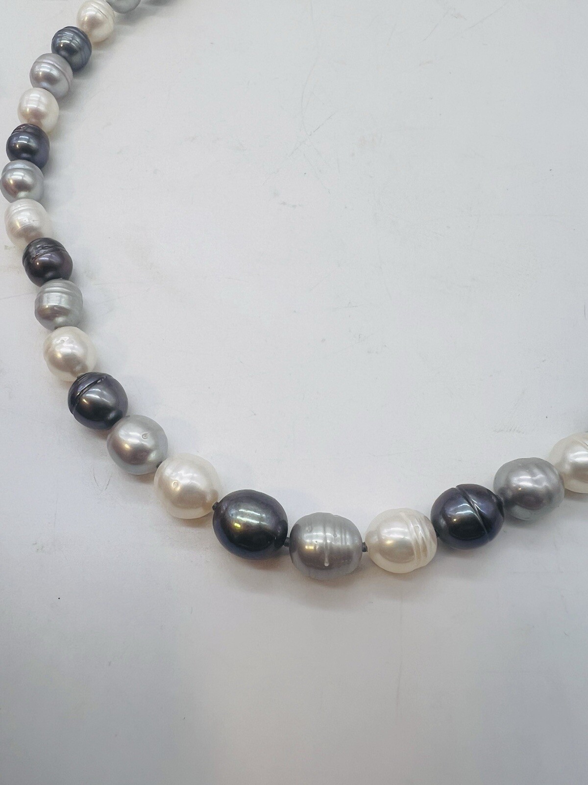 Honora Graduated Pearl Necklace Gray White Black Tuxedo 20″ Sterling Silver