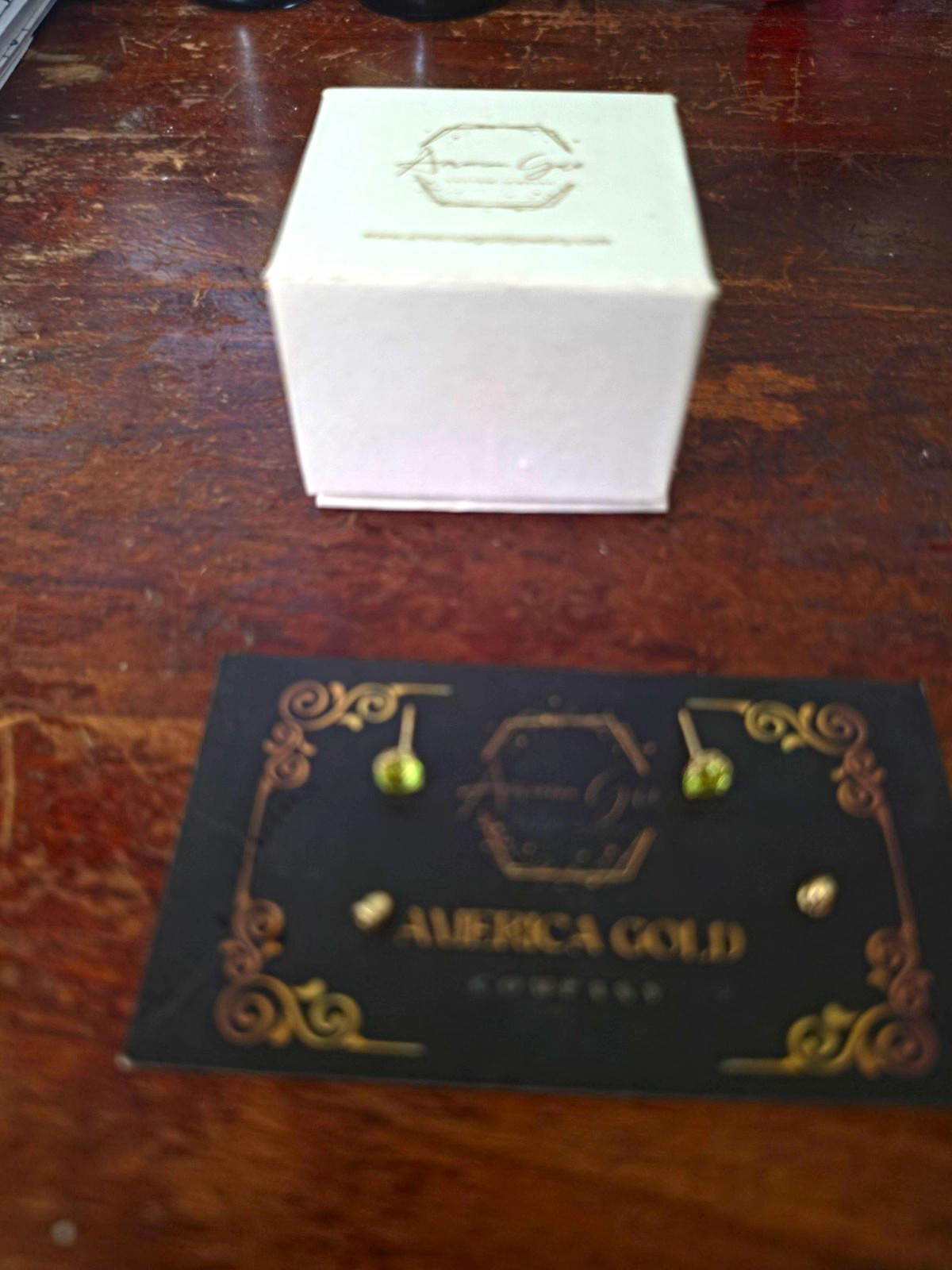 America Gold Company Gold Tone Round Green Crystal Stud Earrings Butterfly