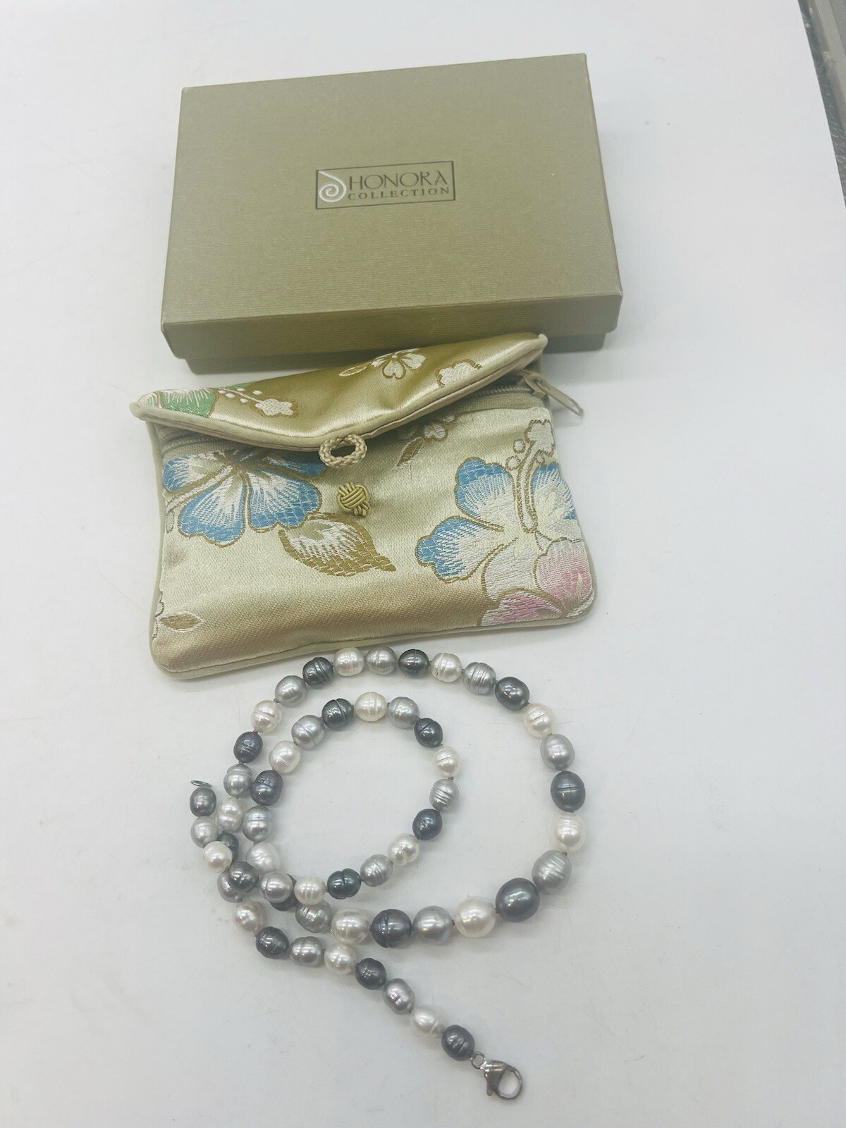 Honora Graduated Pearl Necklace Gray White Black Tuxedo 20″ Sterling Silver