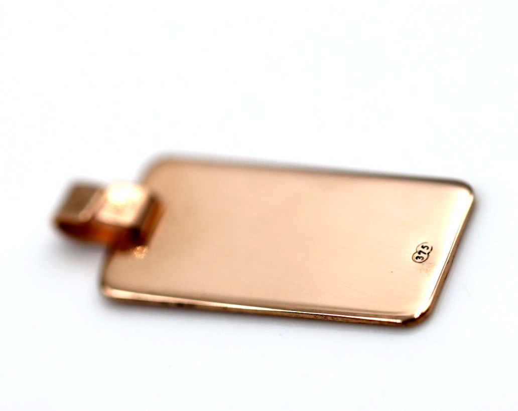 Solid 9ct 375 Rose Gold 24mm x 12mm Rectangle Engraving Shape Pendant -Free Post