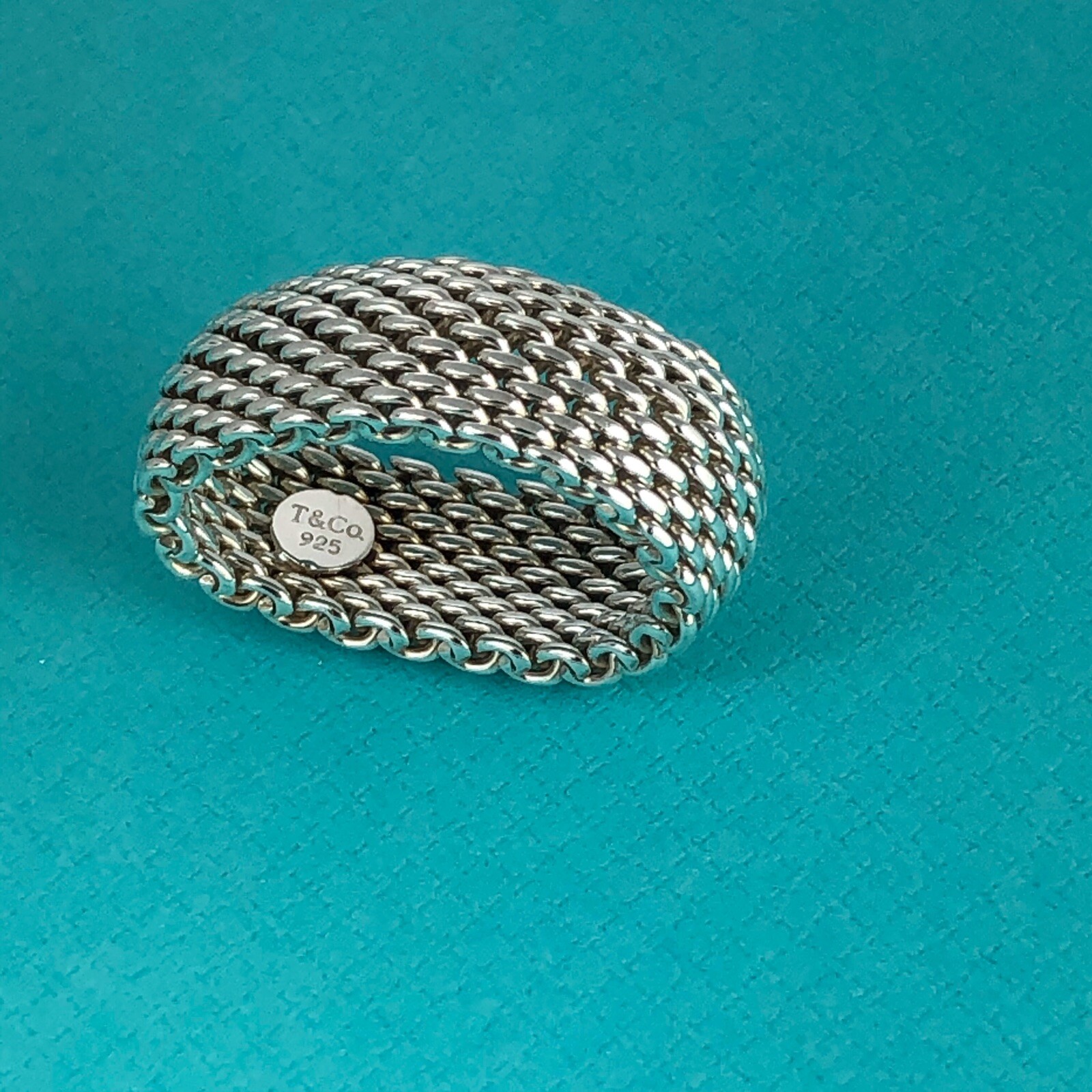 Size 4.5 Tiffany & CoSomerset Mesh Weave Flexible Dome Ring in Sterling Silver