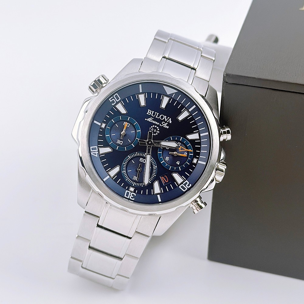 Bulova 96B256 Men’s Marine Star Chronograph Quartz Blue Dial Six-Hand Watch