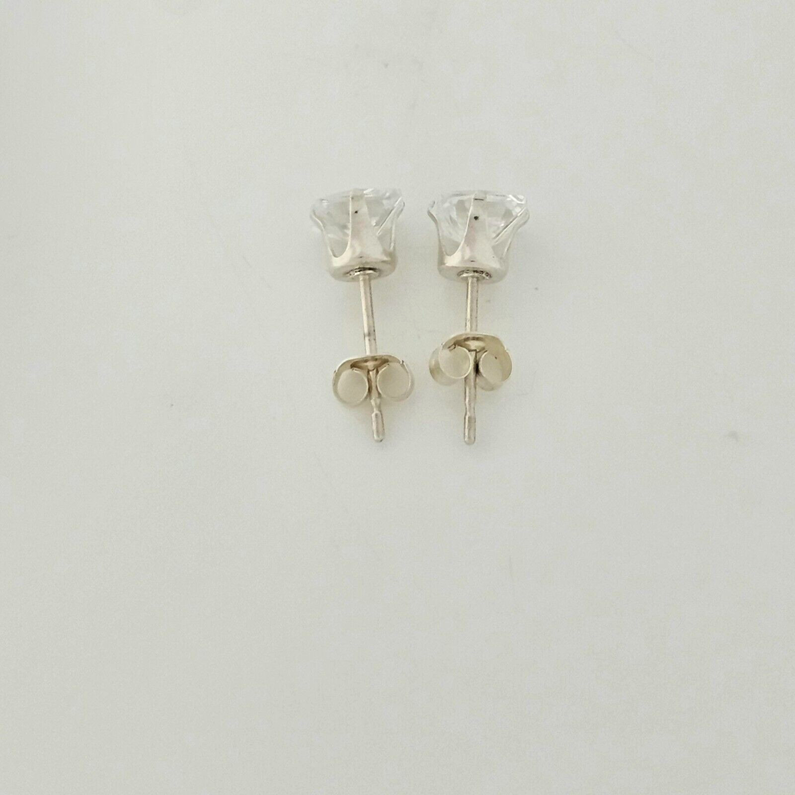 Solid 925 Silver 5mm Princess Studs 4-Prong, Raised Setting Approx. 1 CT TW