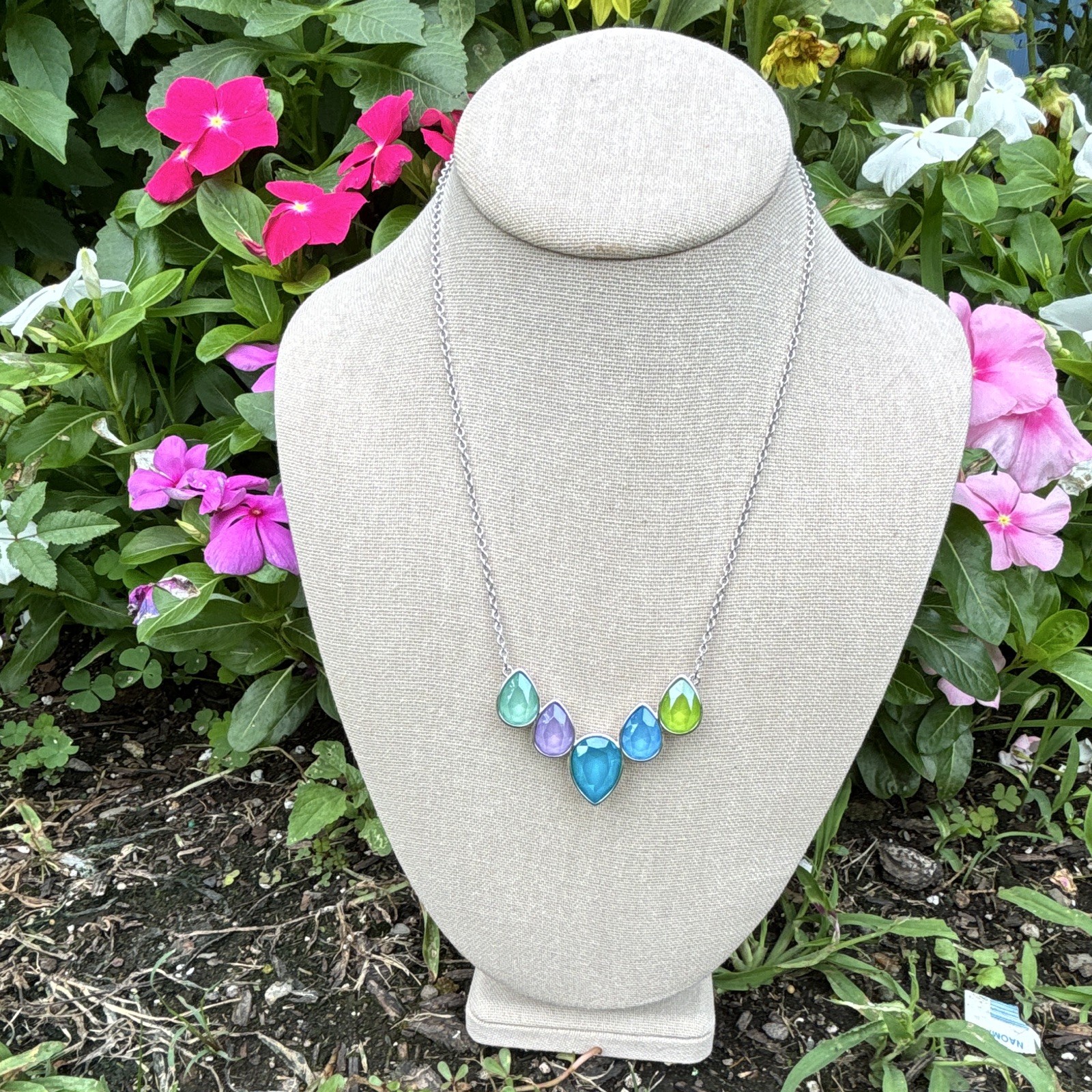 Touchstone Crystal by Swarovski Multicolor Teardrop Necklace 1507N