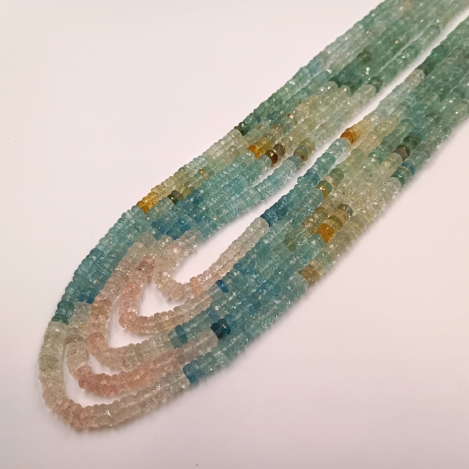 Aquamarine Saded Faceted Gemstone 20 Inch Beads Single Strand Necklace gifts,