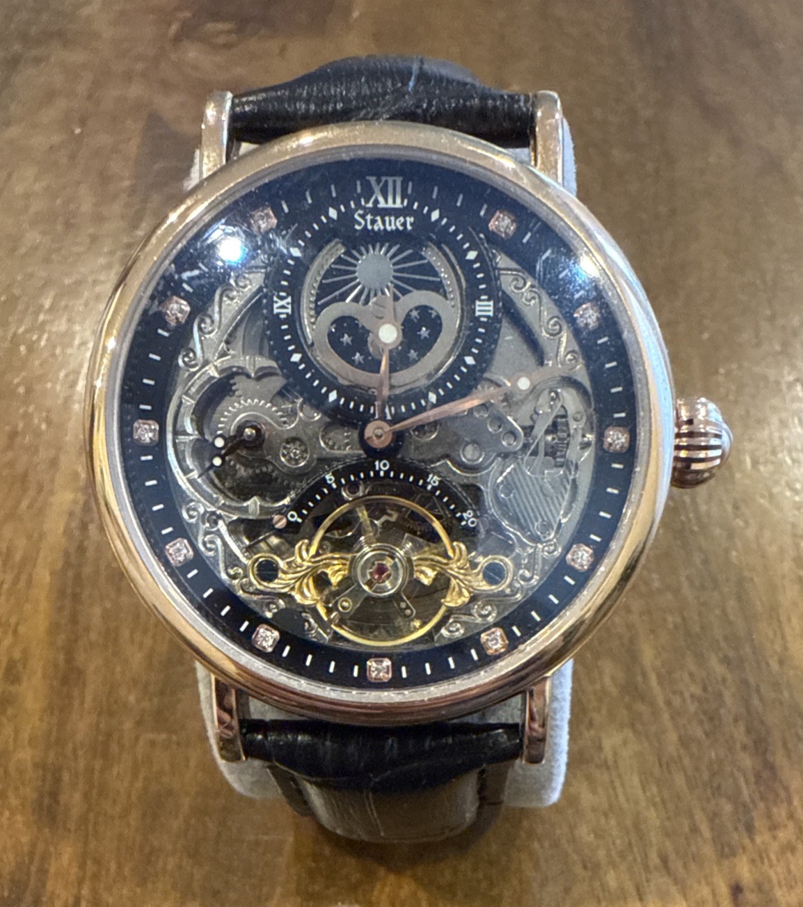 Stauer Moon Phase Skeleton Men’s Automatic Watch 46334 NEW Factory Protector